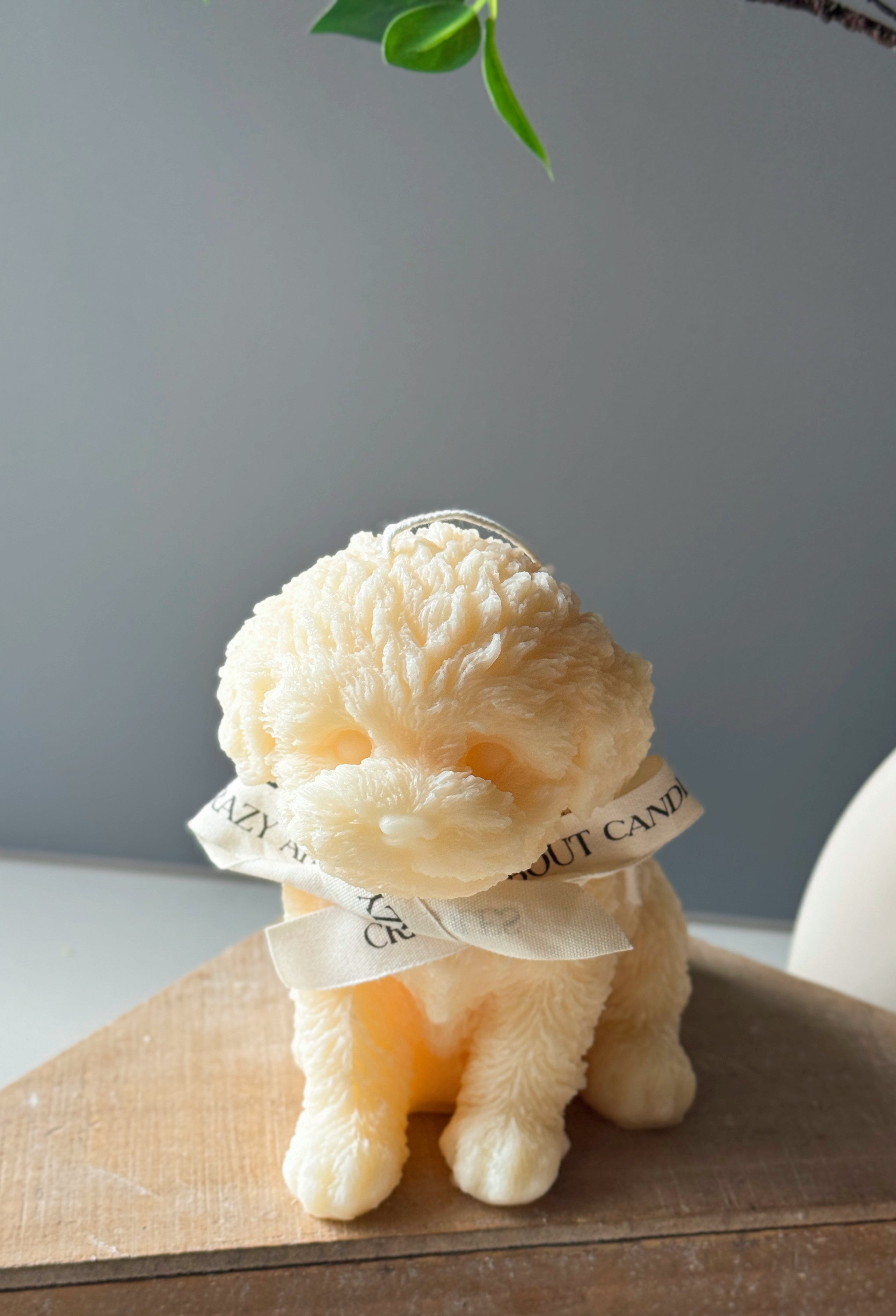 Cute Puppy Candle from Crazy About Candles in a soft cream color, perfect for home decor