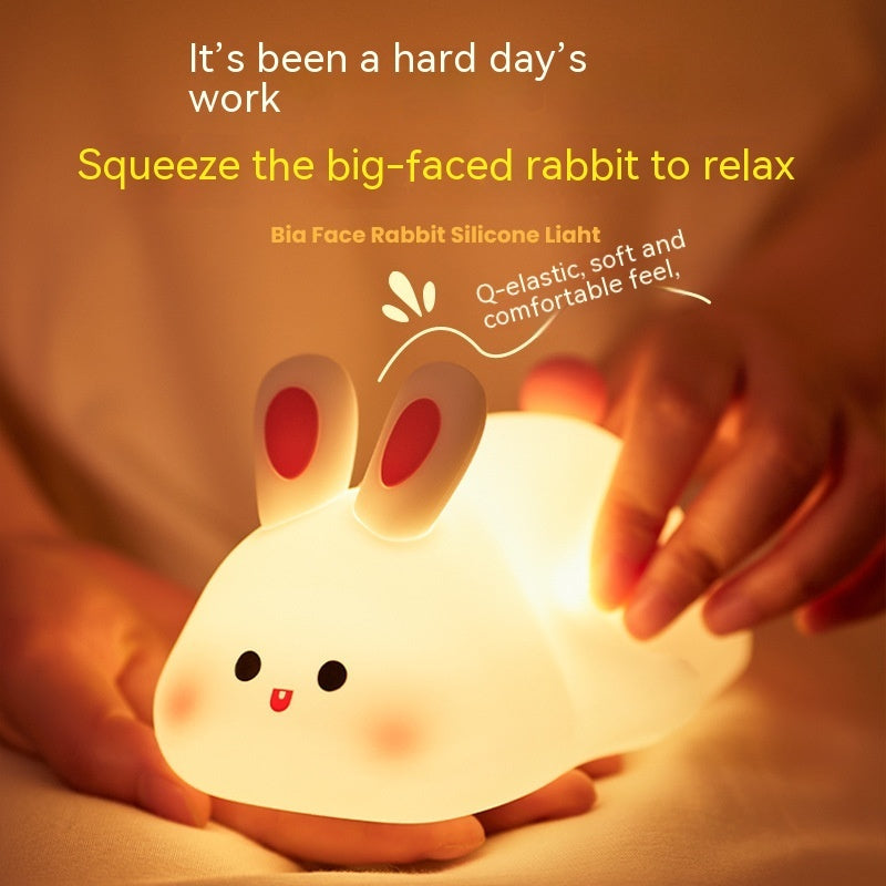 Cute Rabbit Night Light in Soft Silicone, providing a relaxing glow for cozy settings