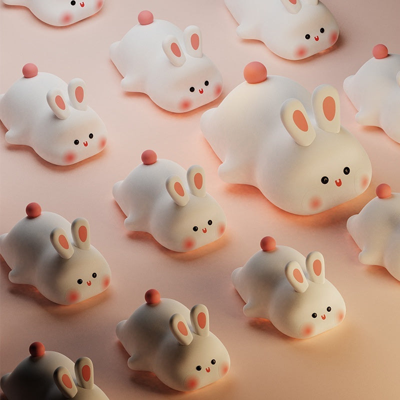 Rabbit Night Light Collection in Soft White with Cute Bunny Faces for Children's Rooms