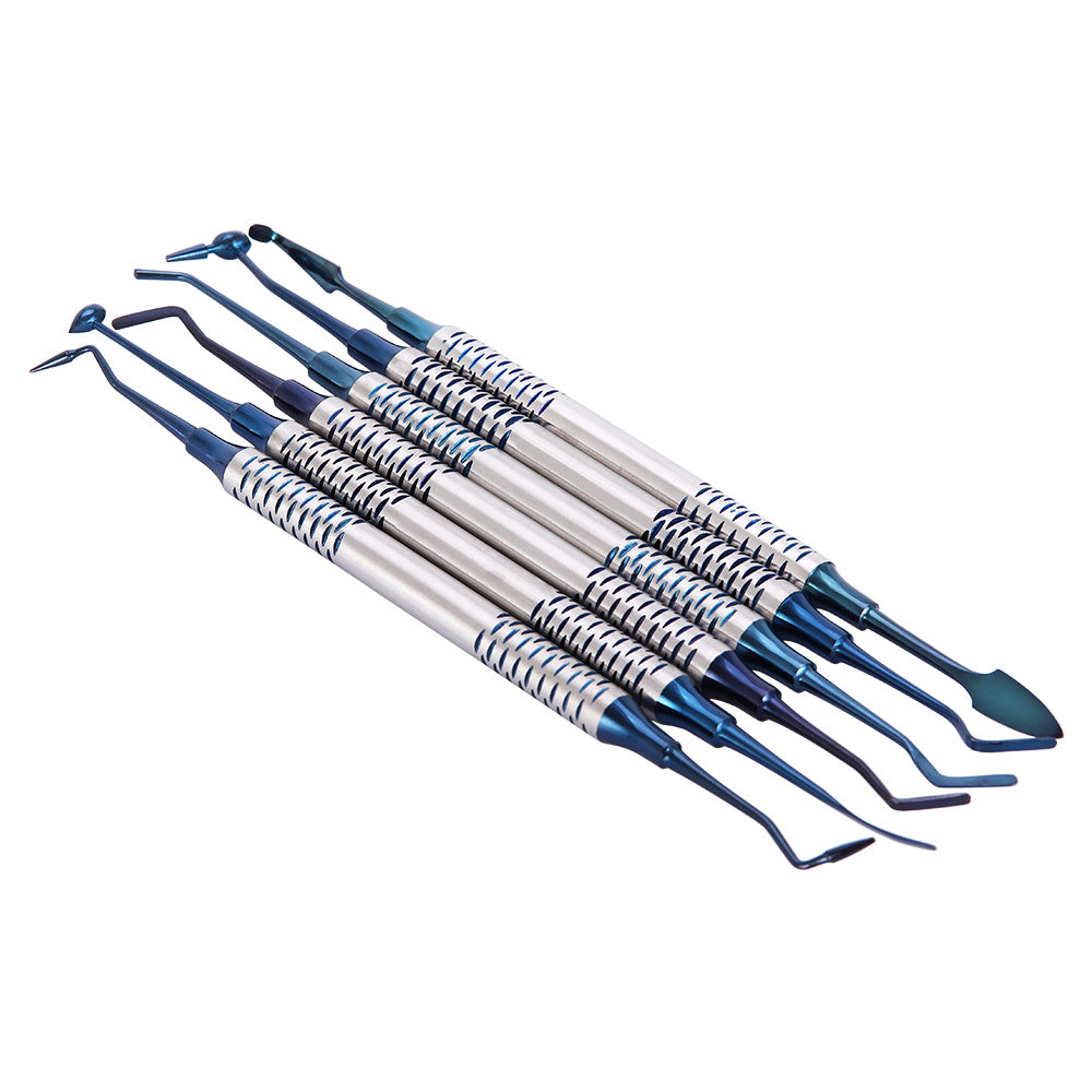 Set of six metal crafting tools for applying resin filler and detailing in arts and crafts