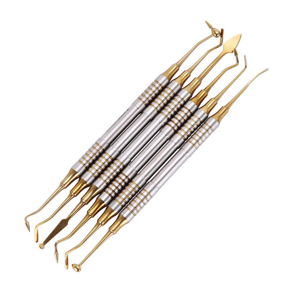Crafting tools set including seven metal tools for applying resin filler and detailing designs