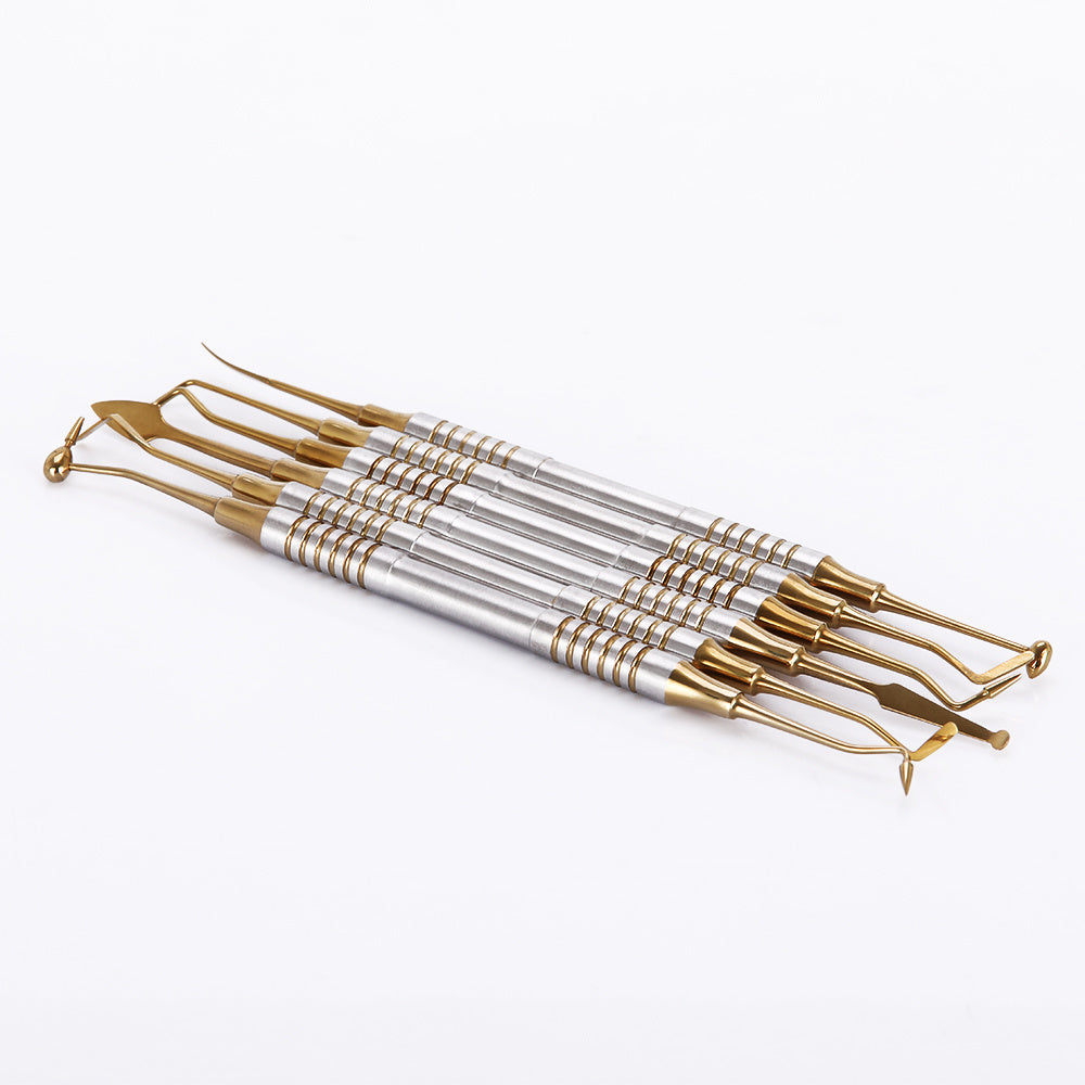 Set of six dual-ended tools for applying resin filler in various craft projects