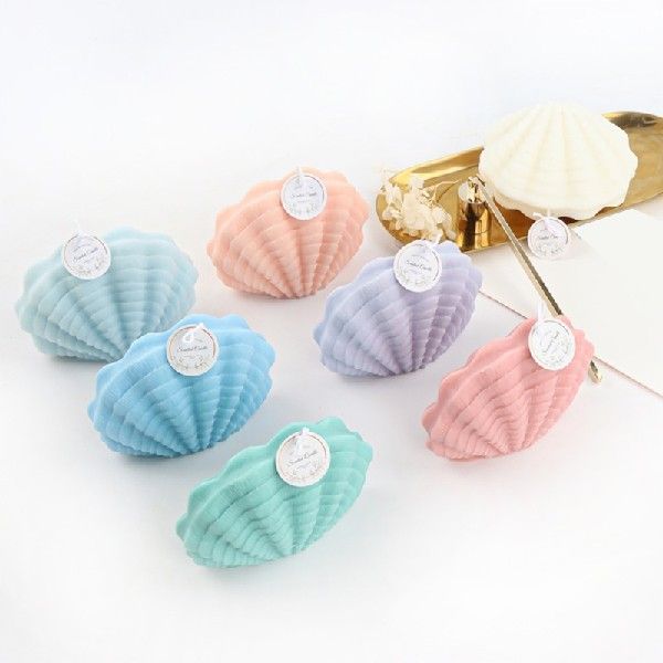 Colorful Seashell Candle Mold set in pastel shades for crafting beautiful candles