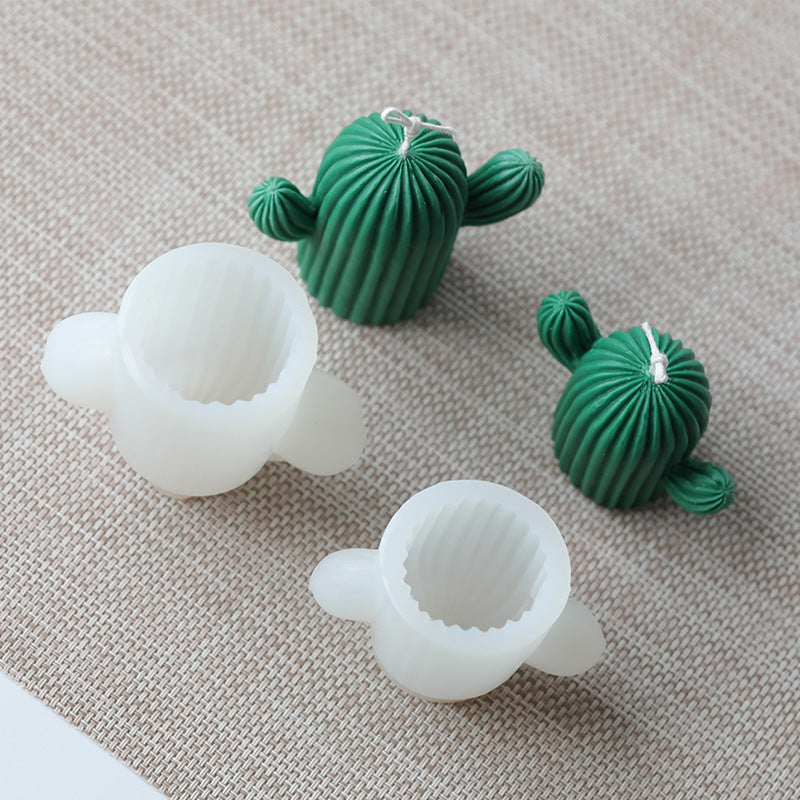 Silicone Candle Mold set featuring cactus and round shapes for creating unique candles