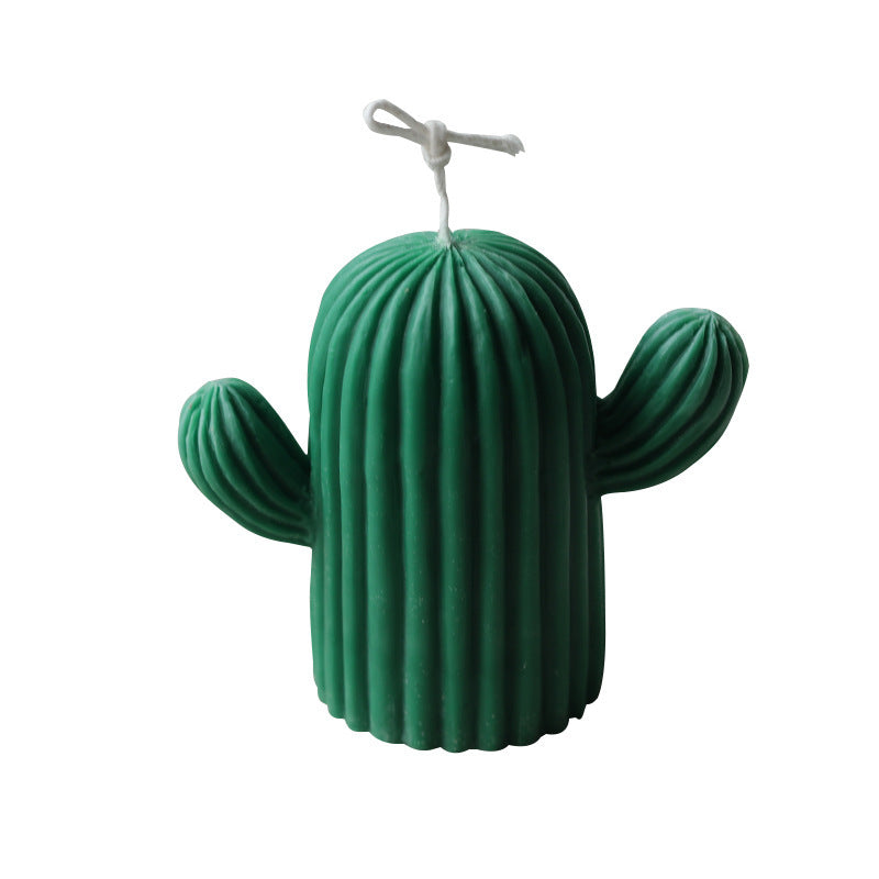 Green cactus-shaped silicone candle mold for creative candle making projects