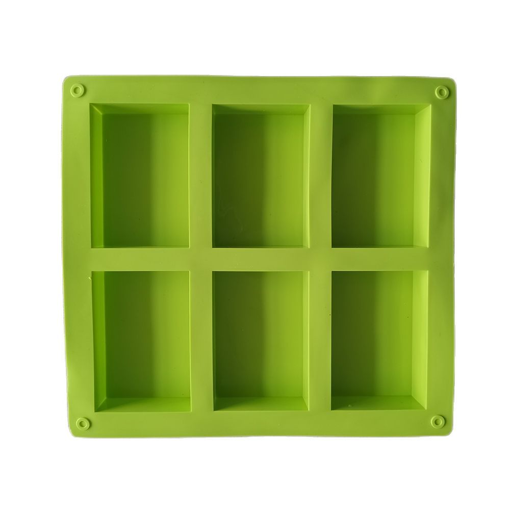 Green Silicone Soap Mold with Six Cavities for Making Handmade Soaps