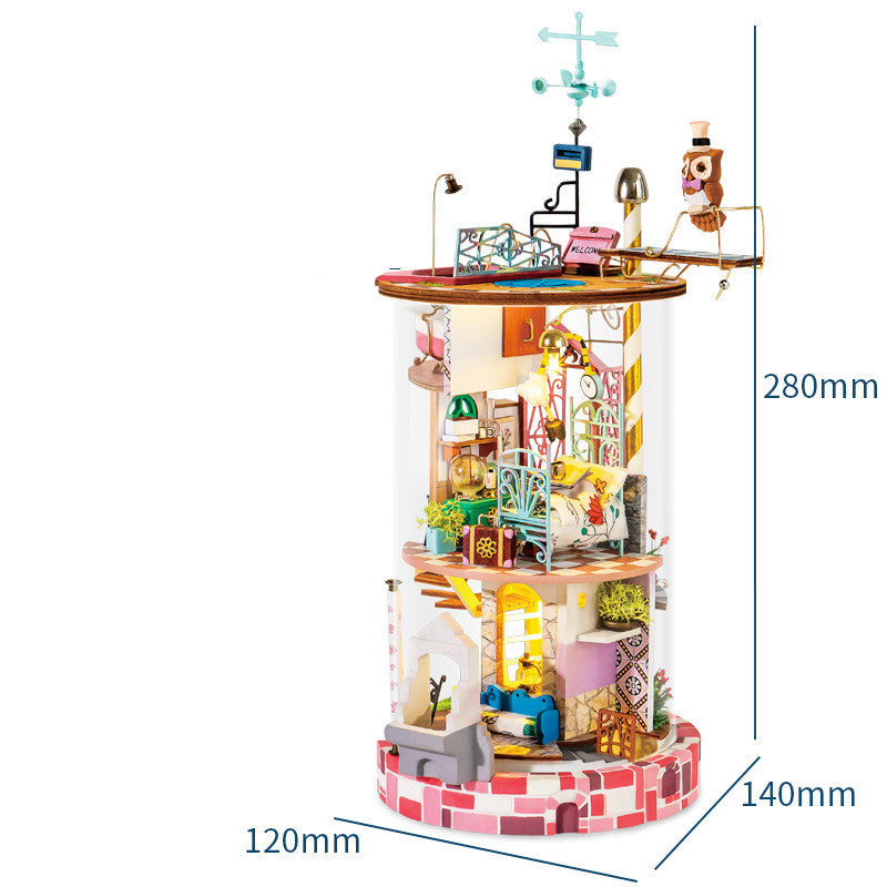 Small House Miniature Model Arts and Crafts Kit with Colorful Interior and Detailed Components