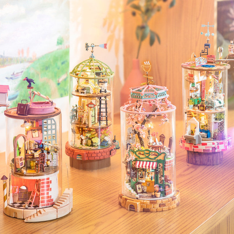 Small House Miniature Model Kit showcasing intricate details of tiny rooms and decorations