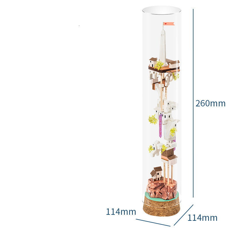 Small House Miniature Model Arts And More Kit in a Clear Tube with Decorative Elements