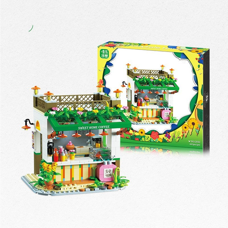 Small House Puzzle Toy kit by Arts And More featuring a colorful coffee shop design with vibrant details