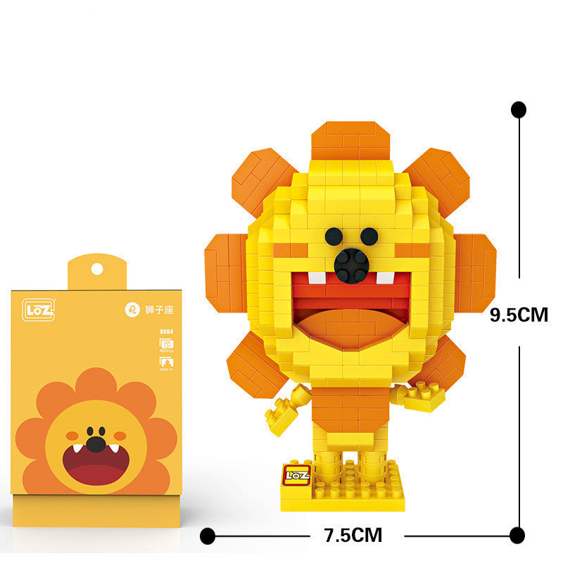 Kids DIY Kit featuring Small Particle Building Blocks to create a cheerful lion figure