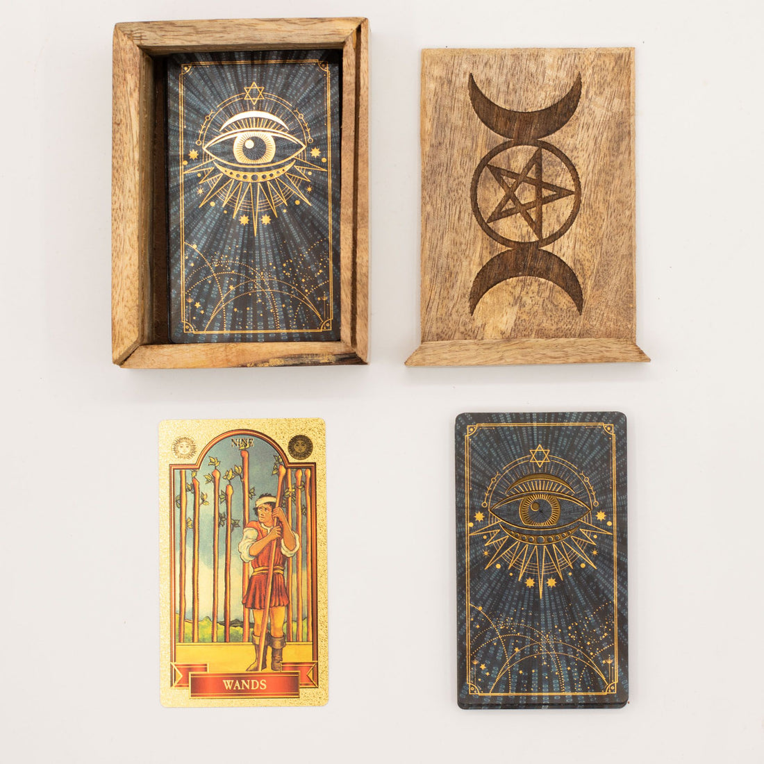 Small Tarot Box in natural wood for card storage and readings