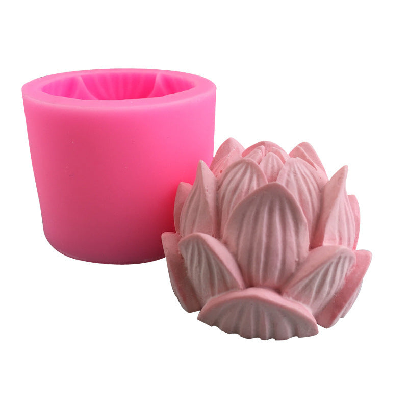 Arts And More pink silicone Soap Mold with lotus flower design for crafting soap bars