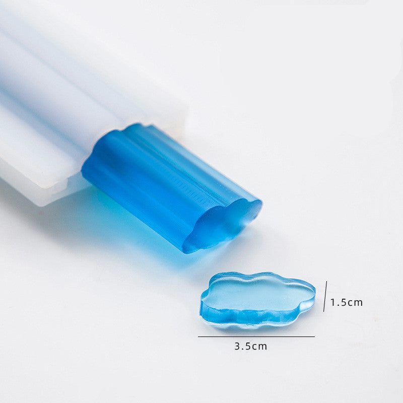 Arts And More blue Soap Silicone Mold with cloud shape and size measurements for soap making