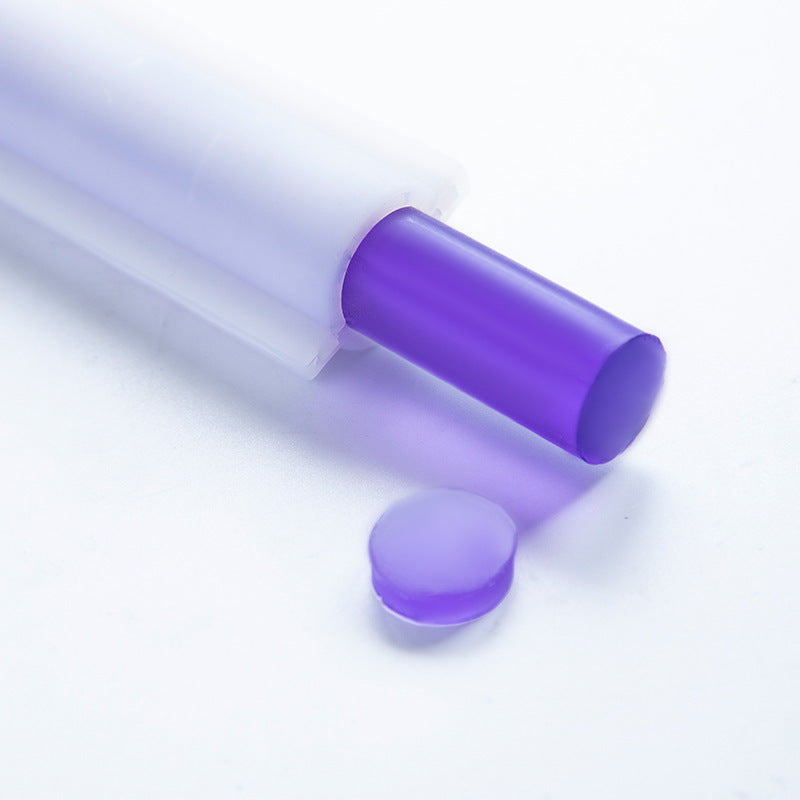 Purple cylindrical soap made using a Soap Silicone Mold from Arts And More on white background