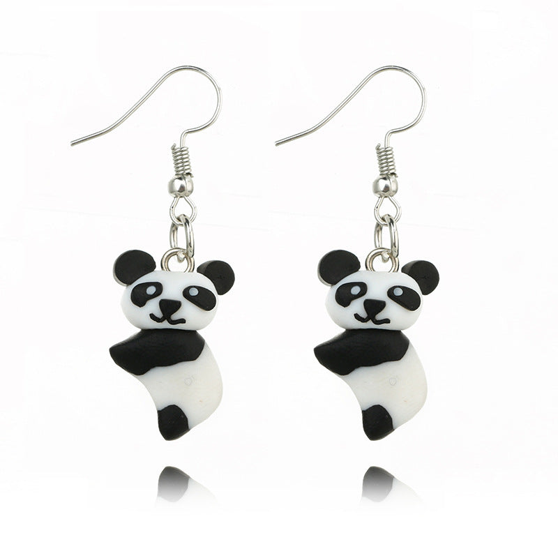 Arts And More Soft Clay Earrings featuring cute black and white panda designs with hook closures