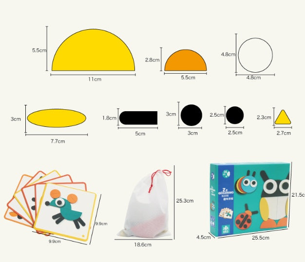Arts And More Kids DIY Kits Stereo Puzzle with colorful wooden pieces and animal design cards