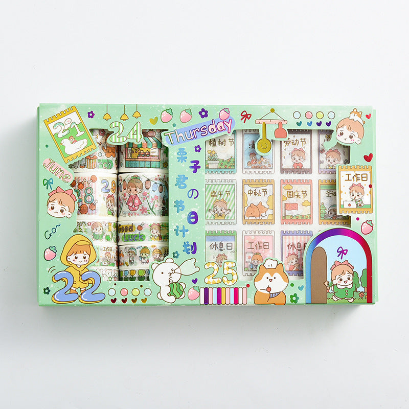 Arts And More Stickers Gift Set with colorful cartoon characters and decorative designs in a green box