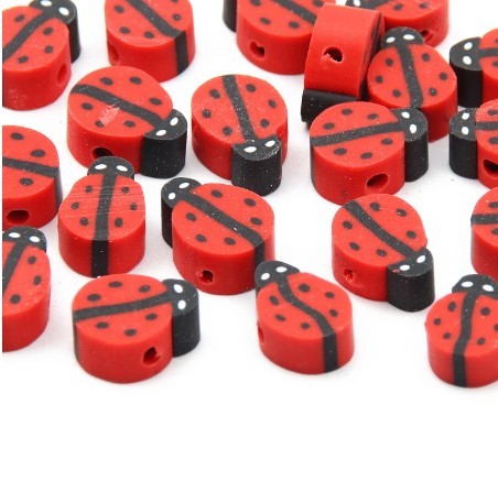 Arts And More red and black ladybug beads for string beading craft projects