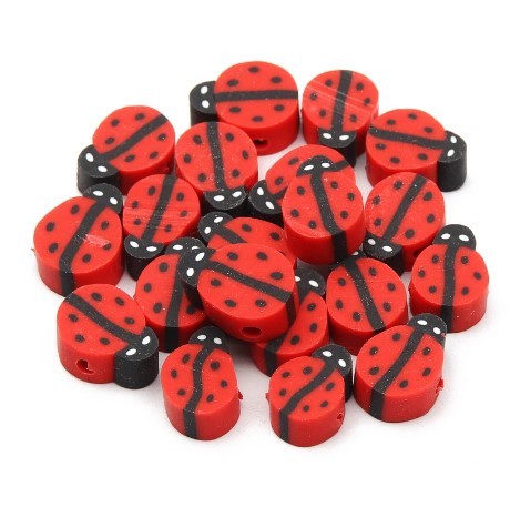 Arts And More ladybug beads for String Beading craft projects in vibrant red and black colors