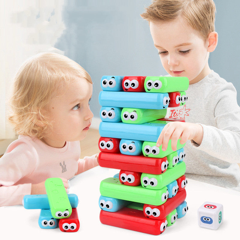 Children playing with colorful Tower Blocks Game from Arts And More arts and crafts kits