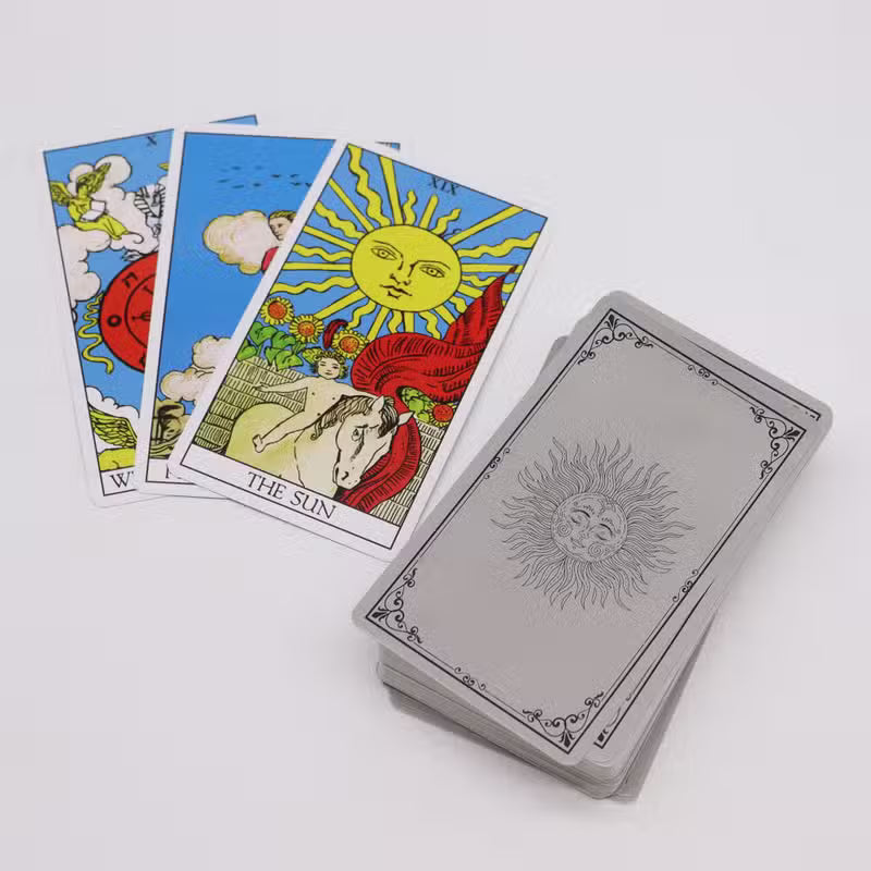 Traditional Arcana Tarot Cards featuring vibrant illustrations for spiritual readings