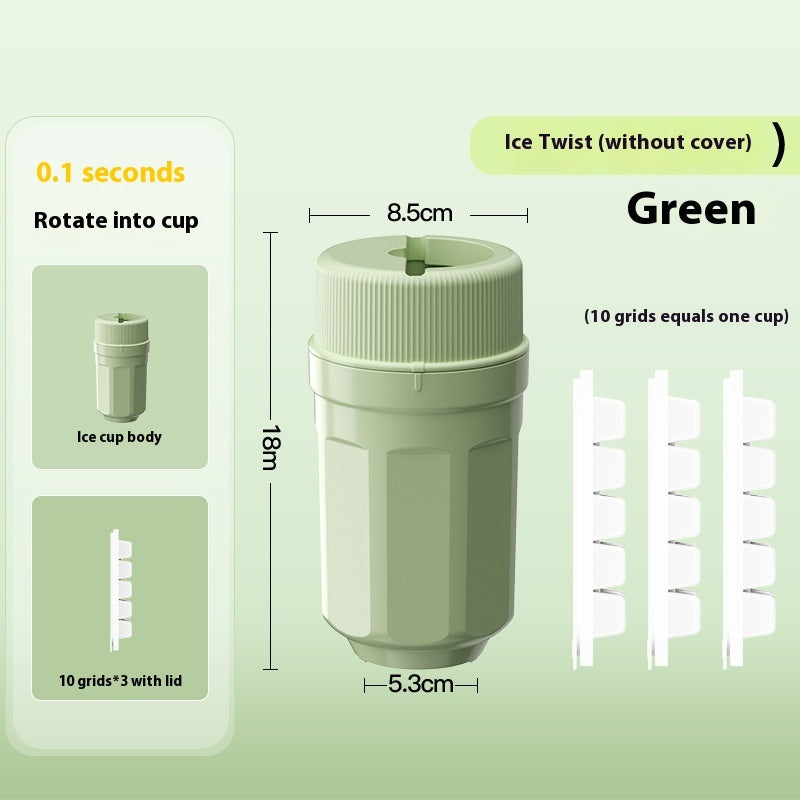 Arts And More Twisting Ice Cup in Green with 10 grid design for quick ice cube making