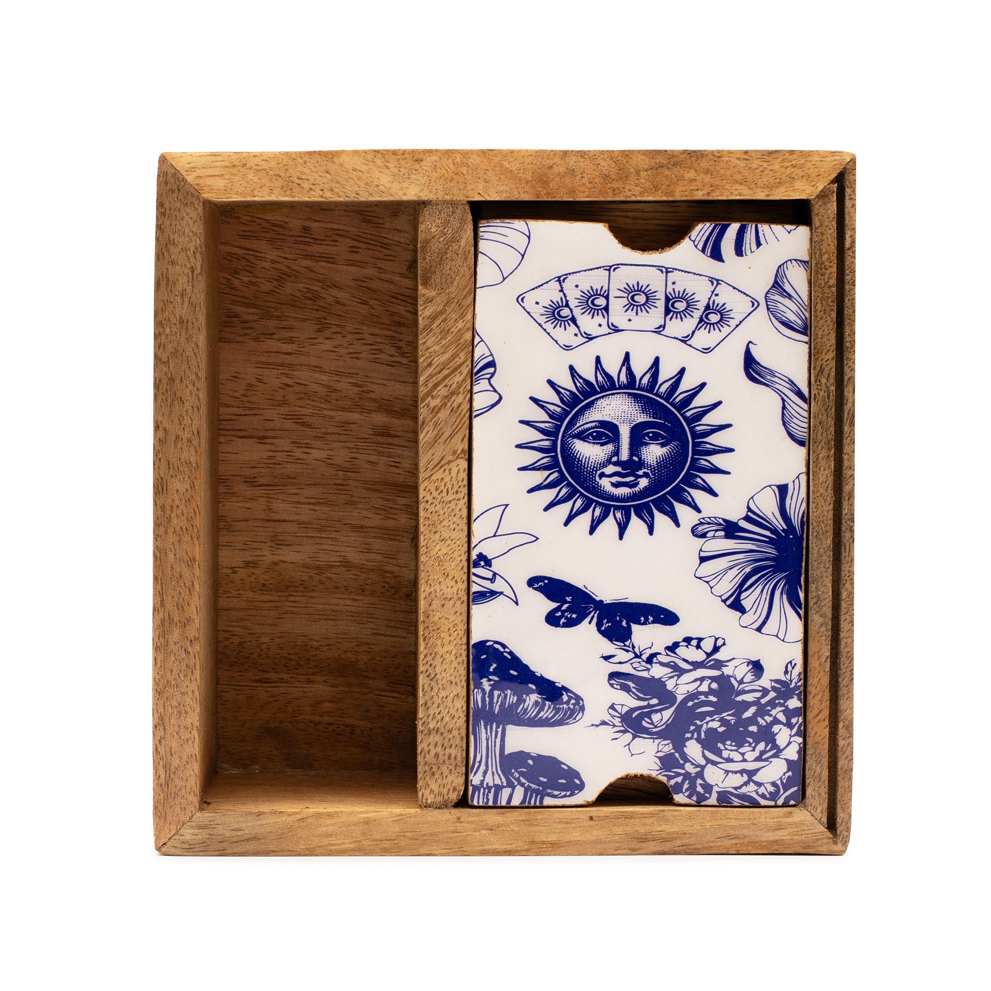Two-Section Tarot Box in wood for card storage and reading