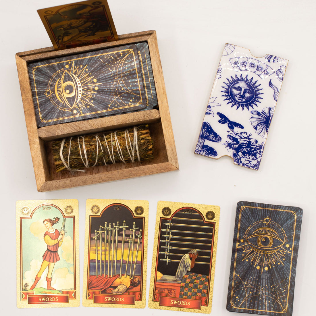 Two-Section Tarot Box in wood for storing tarot cards
