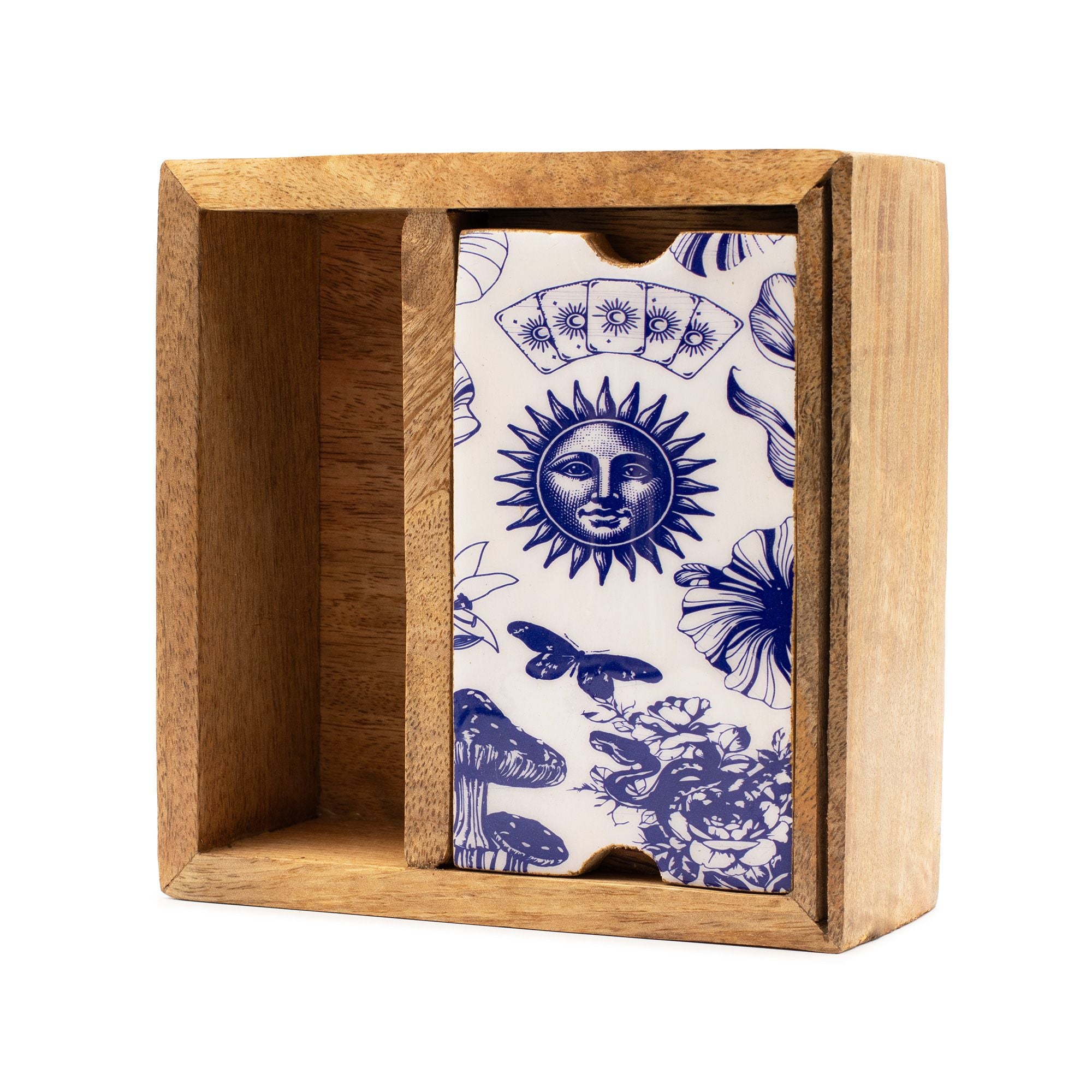 Two-Section Tarot Box made of wood for card storage and reading