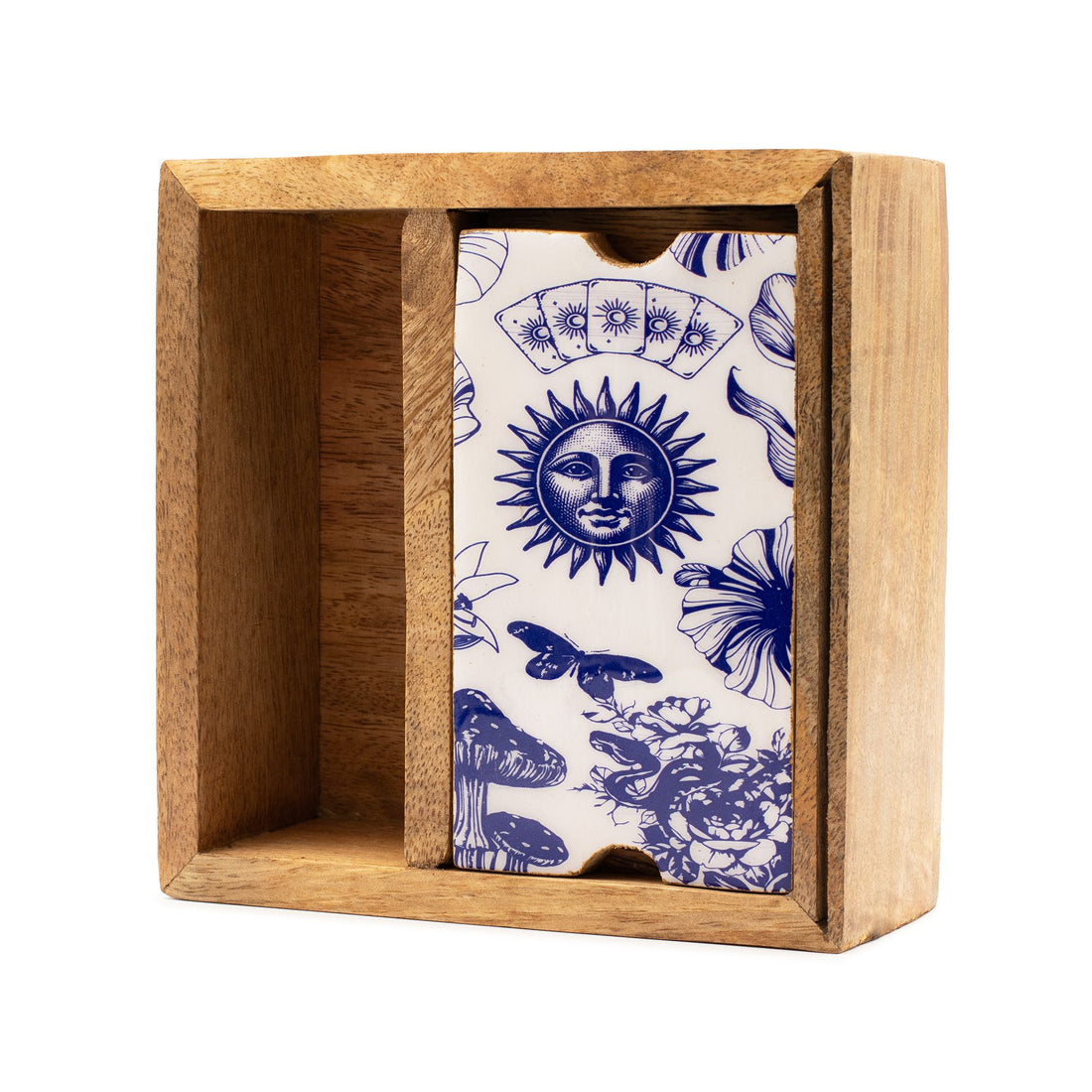 Two-Section Tarot Box made of wood for card storage and reading