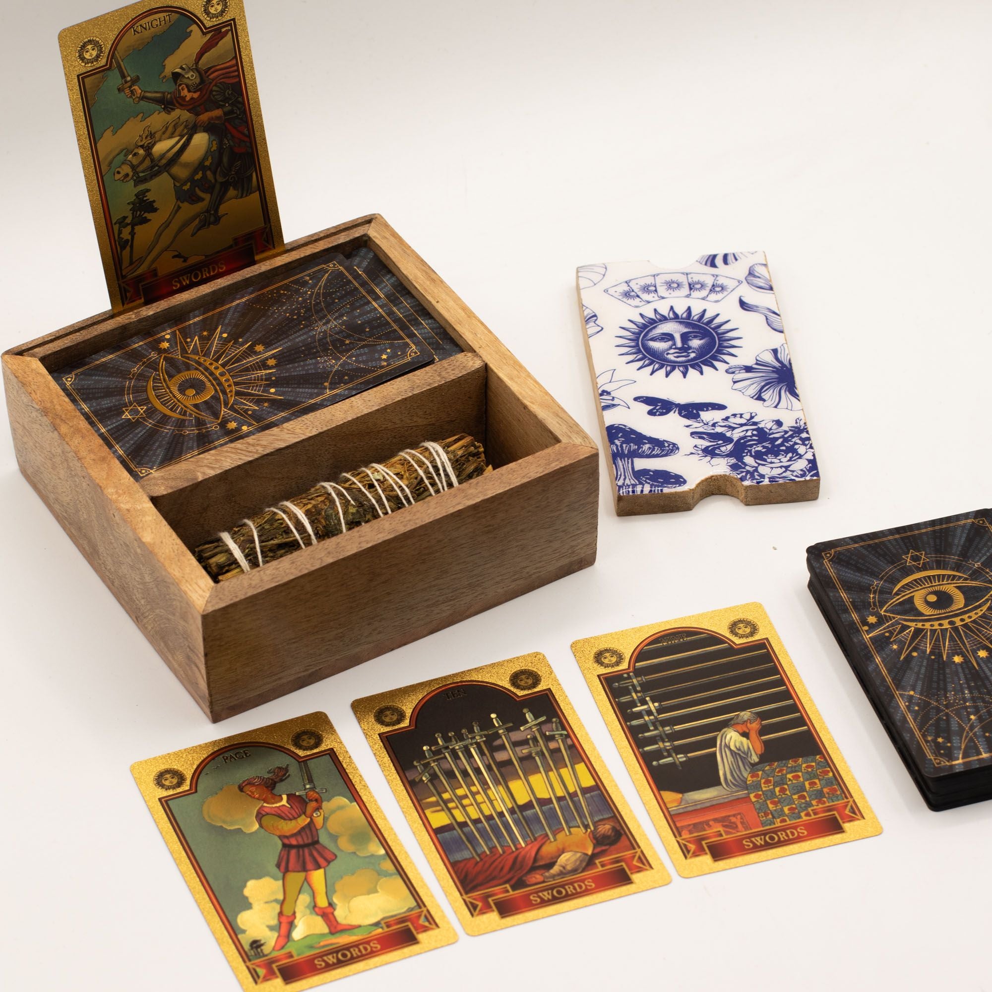 Two-Section Tarot Box made of wood for organized card storage and easy readings