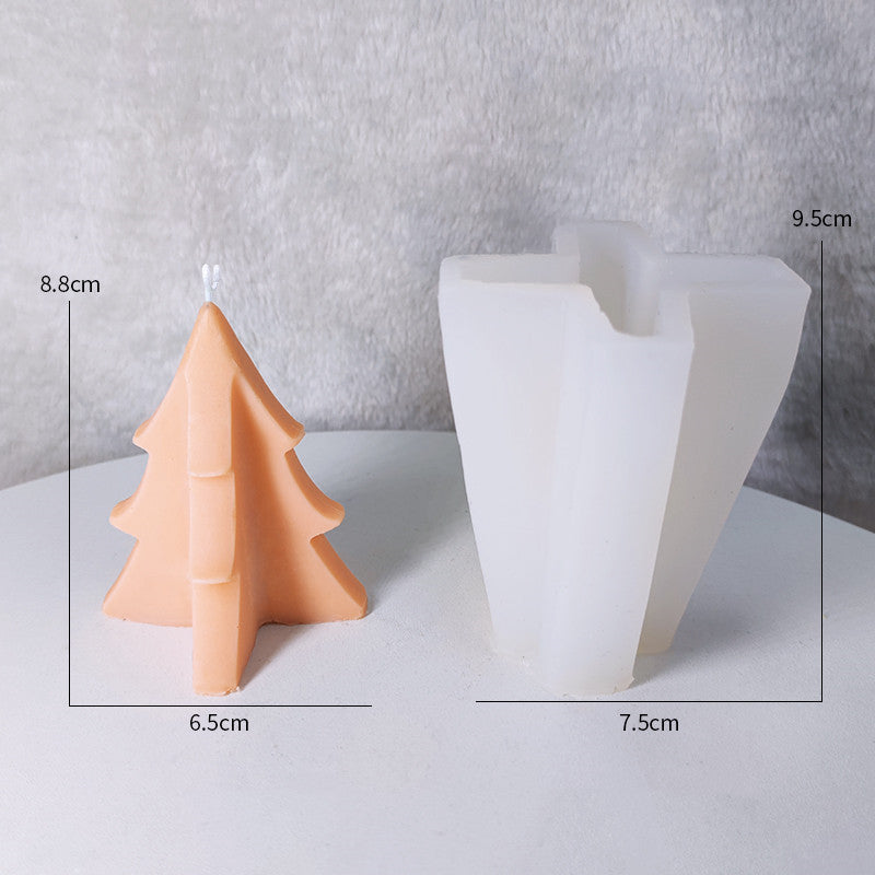 Candle Silicone Diy Mold set featuring a tree shape and a geometric shape for crafting unique candles