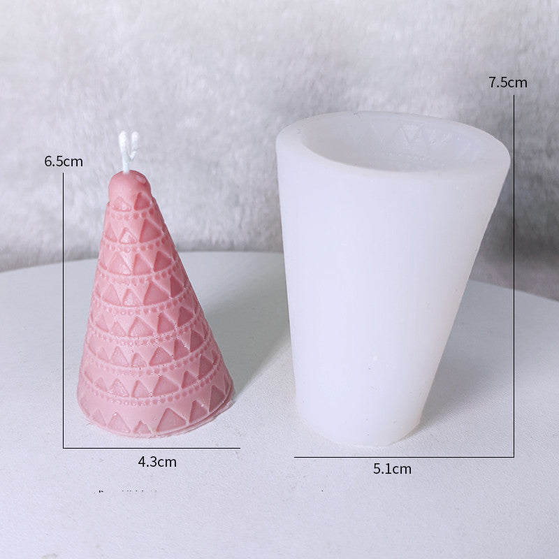 Candle Silicone DIY Mold by Arts And More, featuring a pink cone candle and clear mold for crafting