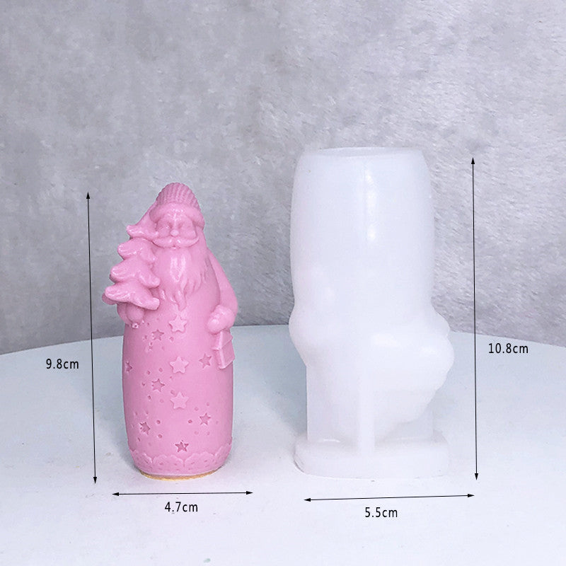 Candle Silicone Diy Mold featuring a Santa figure in a pink color with detailed design for crafting