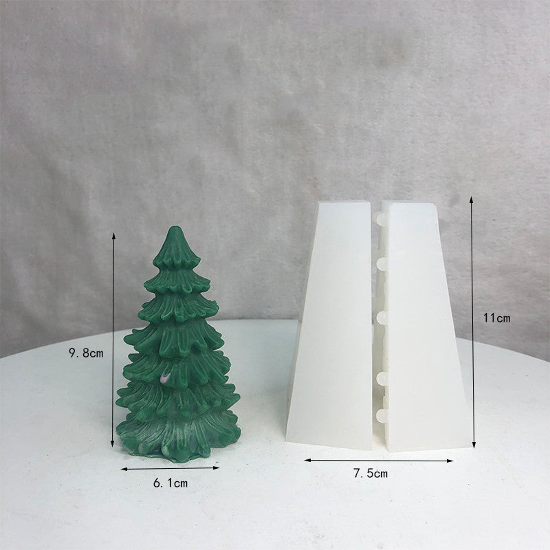 Candle Silicone DIY Mold next to a green tree-shaped candle for crafting enthusiasts