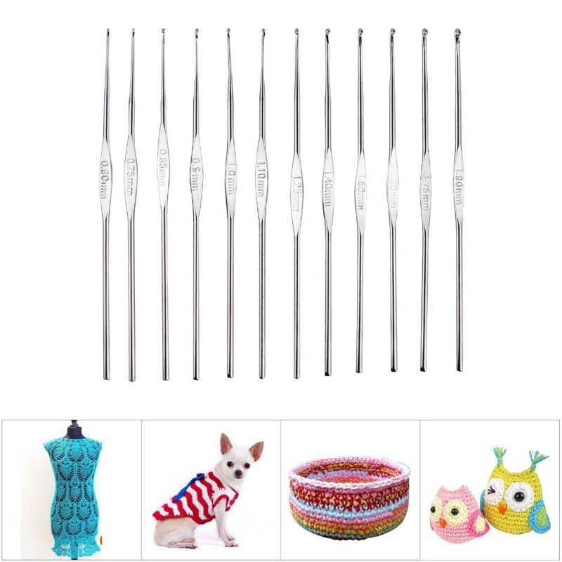 Arts And More crochet set with 12 metal crochet hooks in various sizes for detailed crafting