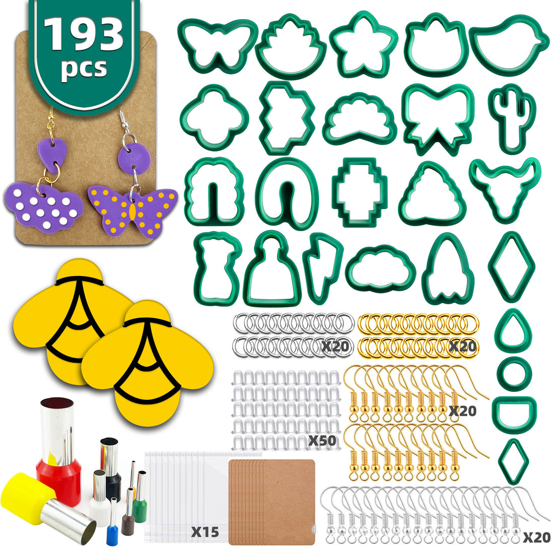 Arts And More Cutter Mold Set with 193 pieces including molds, earrings, tools, and accessories for craft projects
