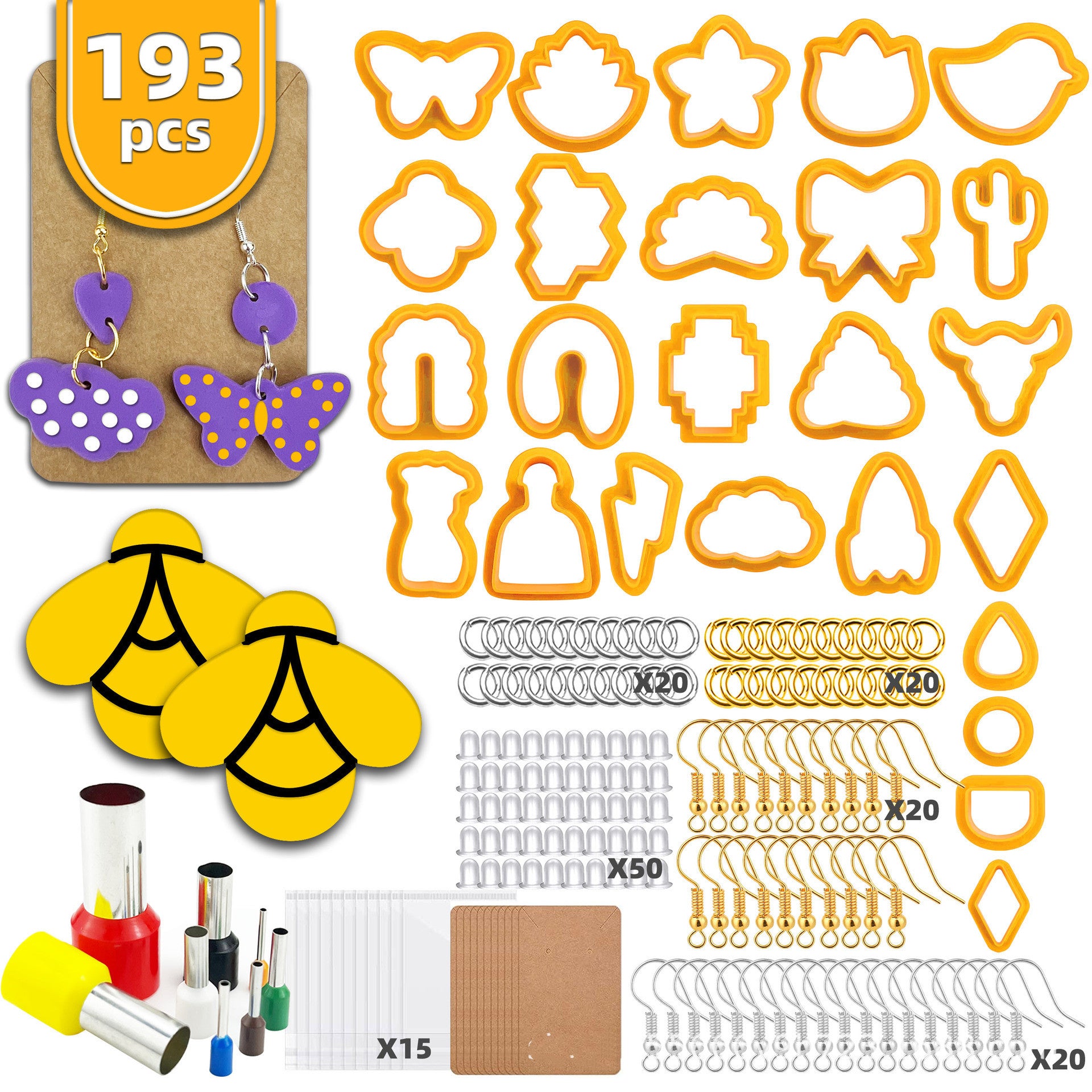 Arts And More Cutter Mold Set with 193 craft pieces including molds, rings, hooks, and tools for jewelry making