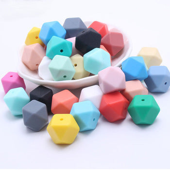 Assorted colorful Hexagon Beads made from silicone for crafting and jewelry making
