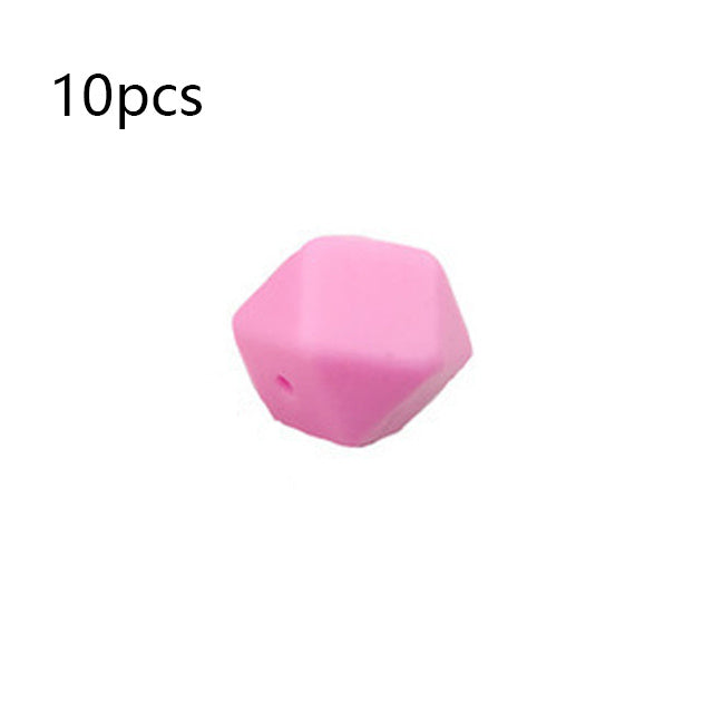 Pink hexagon beads for crafting by Arts And More set of 10 pieces