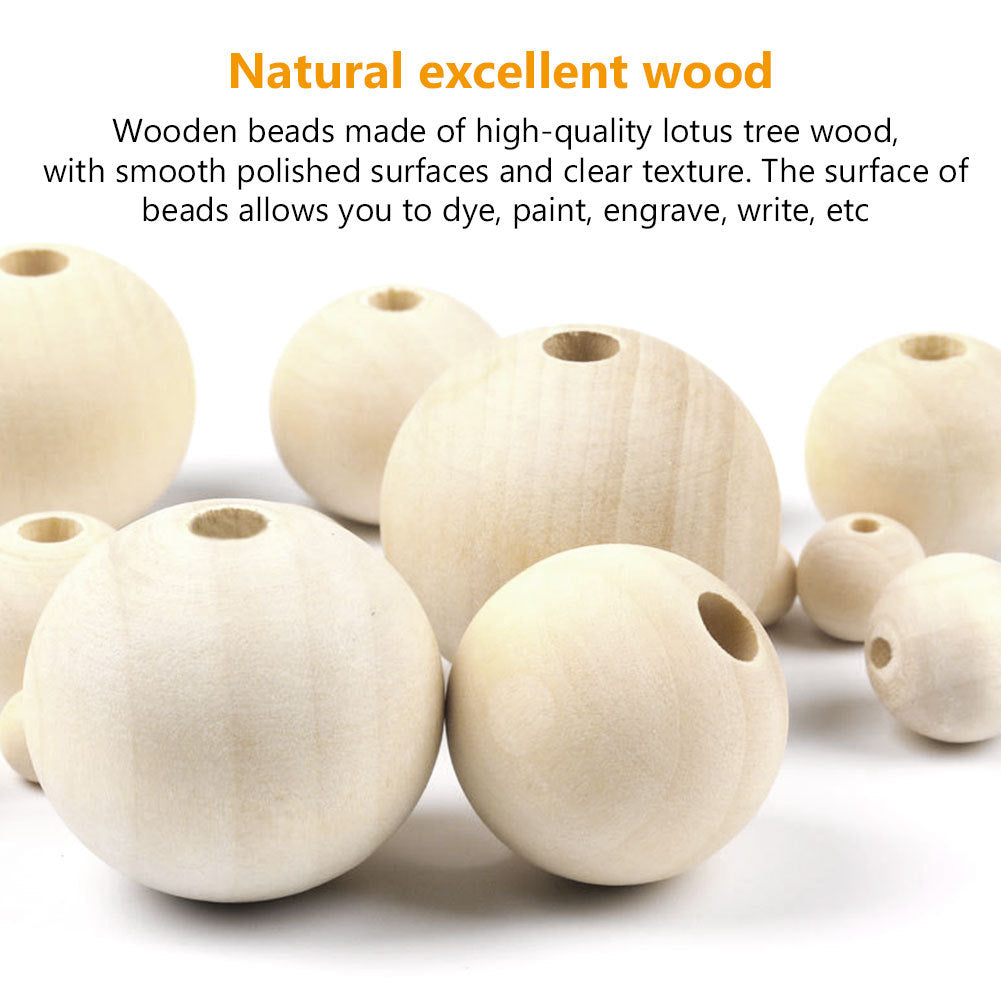 Wooden Round Beads made of high-quality lotus tree wood with smooth polished surfaces for crafting
