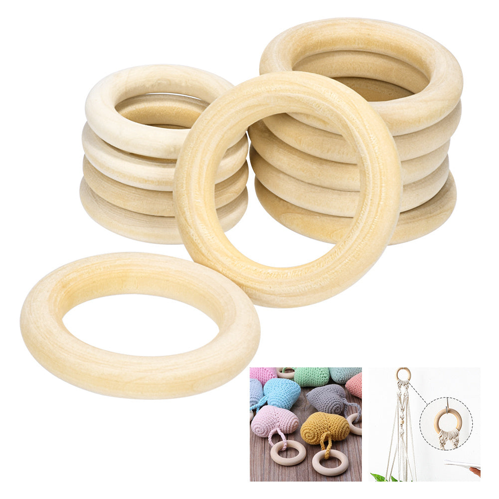 Arts And More wooden round beads in natural finish stacked, perfect for craft projects and DIY decorations
