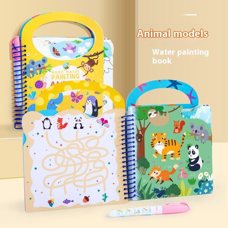 Arts And More Kids DIY Kits Water-Based Picture Book with animal models and water painting activities