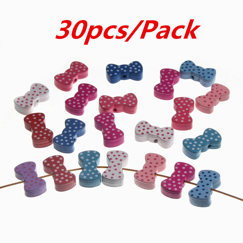 Arts And More 30pcs Pack of colorful polka dot bow-shaped beaded materials for crafts