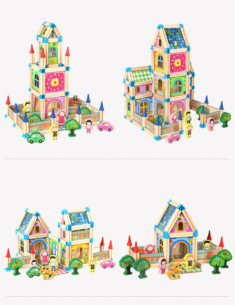 Colorful Kids DIY Wooden Building Blocks Set for creative play and imaginative building projects