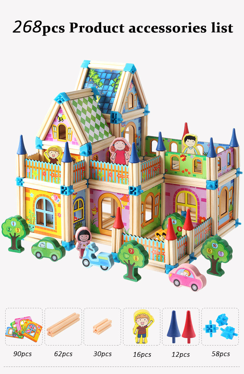 Colorful Kids DIY Wooden Building Blocks Set for Creative Building and Imaginative Play