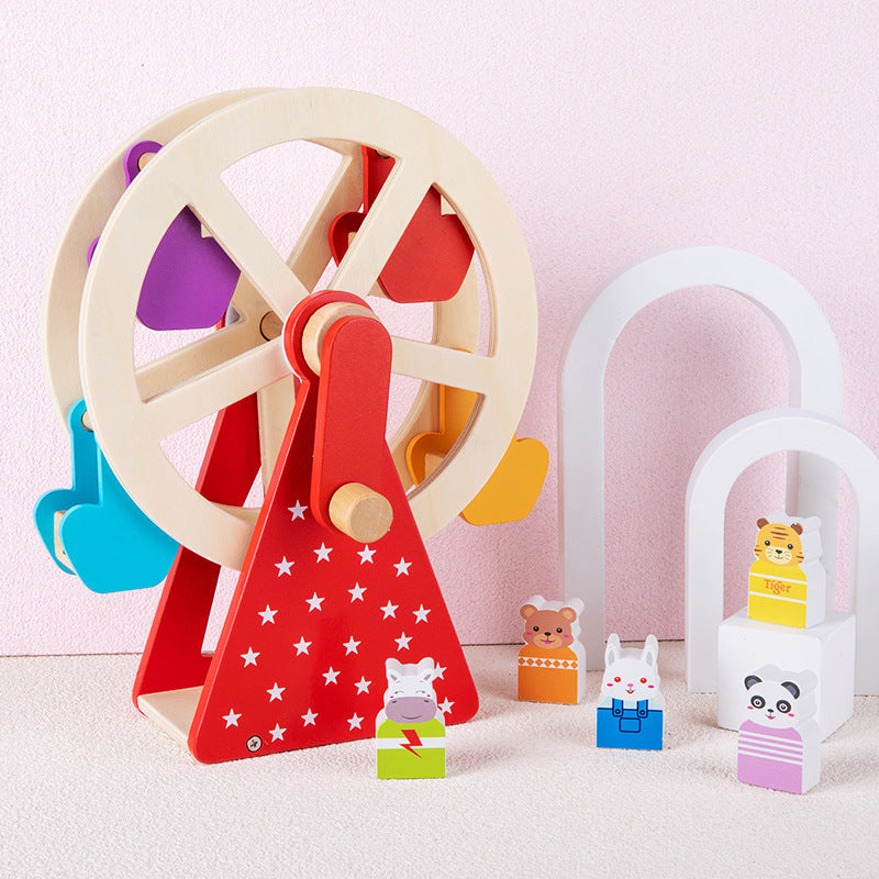 Arts And More kids DIY kit wooden Ferris wheel with colorful animal figures early childhood educational toys