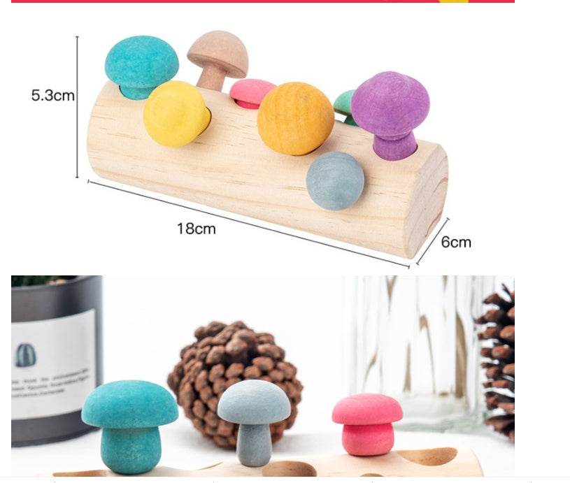 Kids DIY Wooden Mushroom Kit with Colorful Mushroom Shapes for Creative Play and Learning