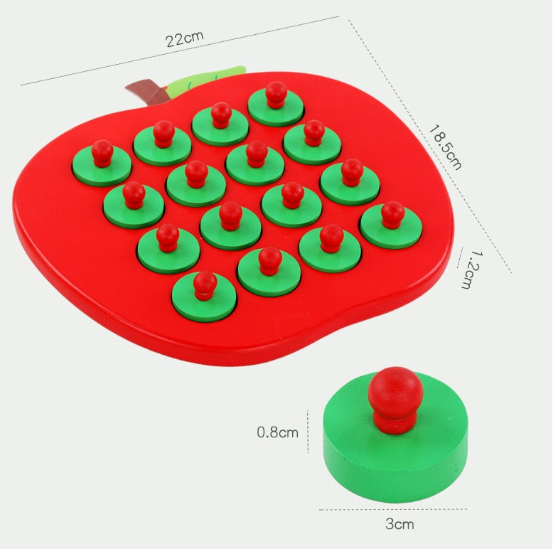 Wooden Party Game apple-shaped board with removable green and red wooden pegs for arts and crafts kits